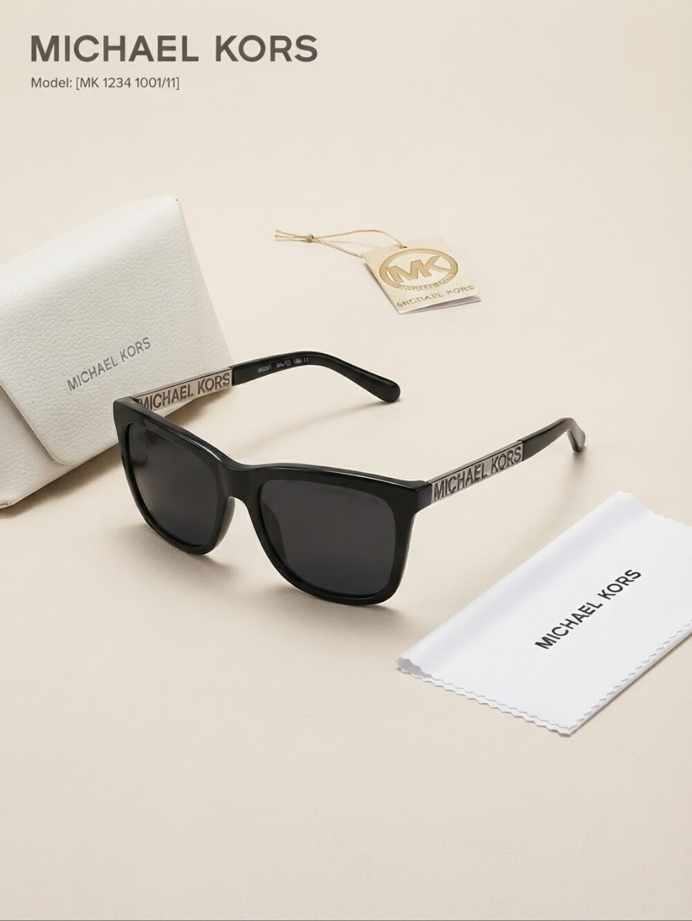 Michael Kors Black & Silver Logo Sunglasses w/ Case & Cloth